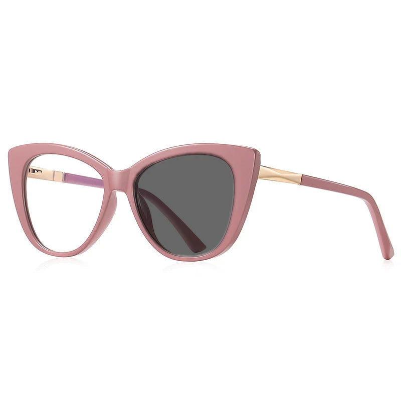 Kocolior Unisex Full Rim Cat Eye Alloy Acetate Hyperopic Reading Glasses 2097 Reading Glasses Kocolior Photochromic Pink 0 