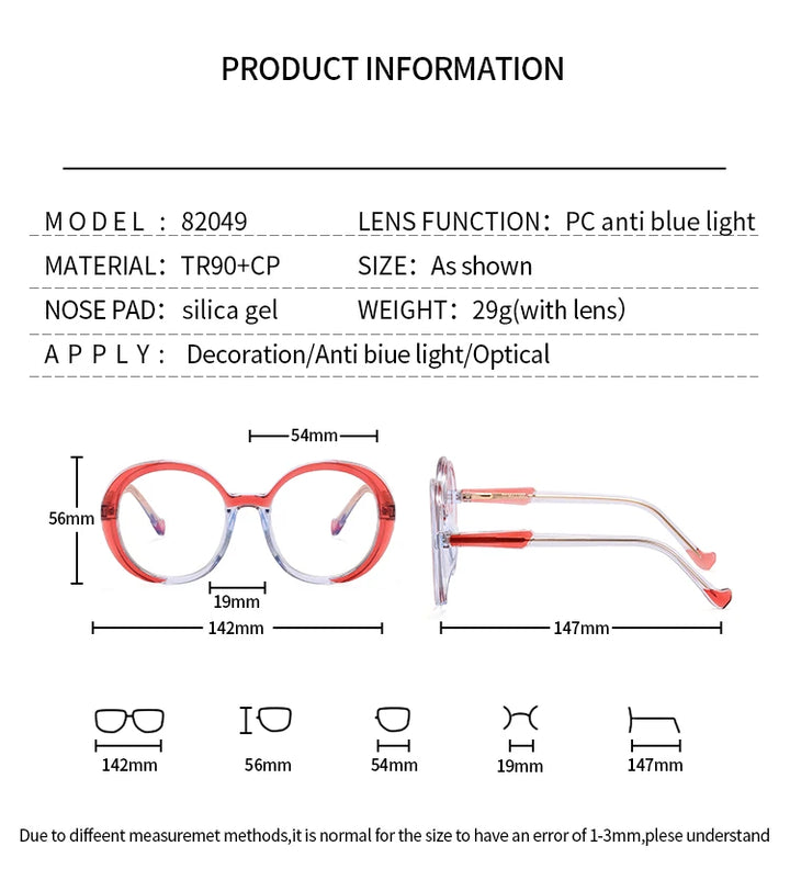 Handoer Women's Full Rim Oval Round Tr 90 Alloy Eyeglasses 48209