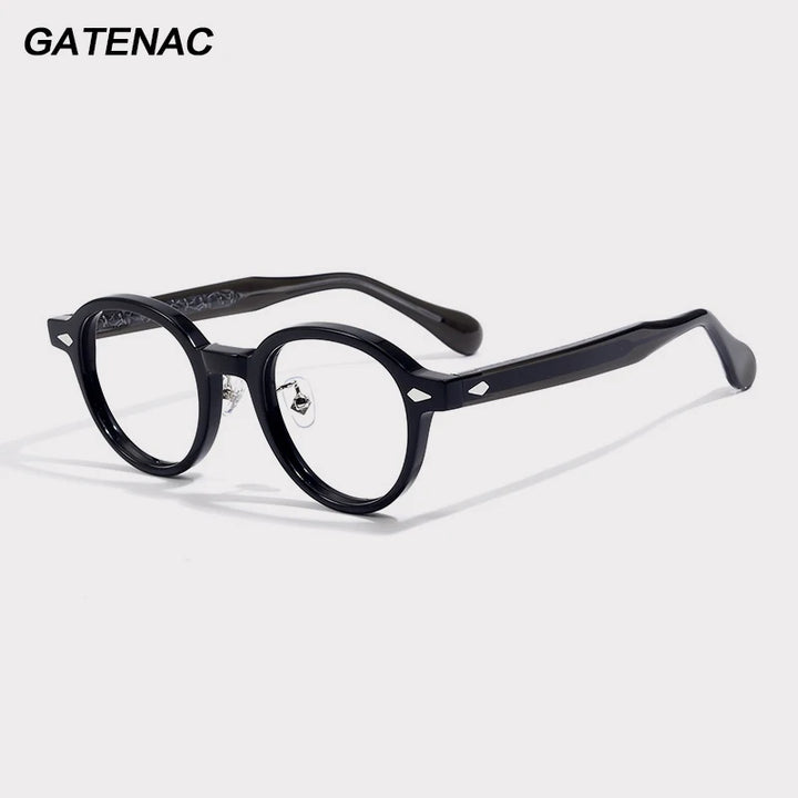 Gatenac Unisex Full Rim Oval Acetate Eyeglasses G1521 Full Rim Gatenac