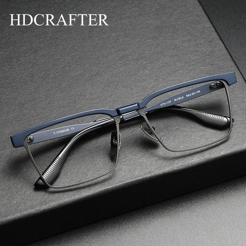Hdcrafter Men's Full Rim Square Titanium Eyeglasses 173 Full Rim Hdcrafter Eyeglasses   