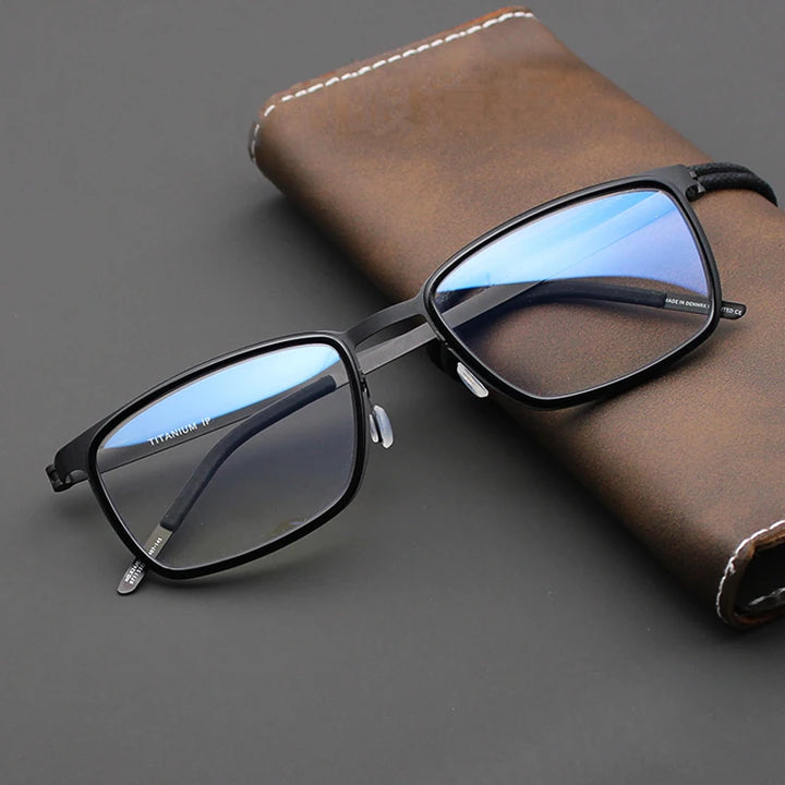Black Mask Unisex Full Rim Rectangle Titanium Acetate Eyeglasses 9711 Full Rim Black Mask