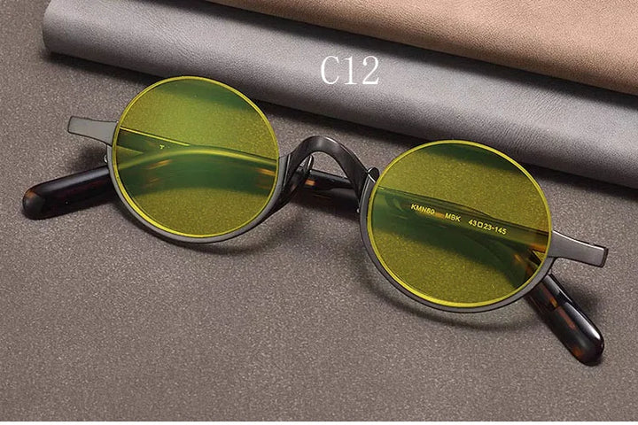 Yujo Unisex Semi Rim Oval Titanium Polarized Sunglasses Y4338 Sunglasses Yujo C12 CHINA