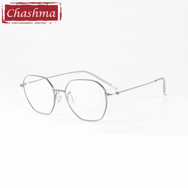 Chashma Ottica Women's Full Rim Polygon Screwless Titanium Eyeglasses 7250 Full Rim Chashma Ottica Gray