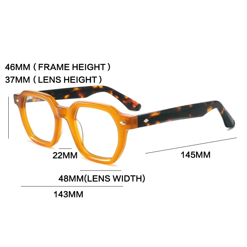 Gatenac Unisex Full Rim Flat Top Polygon Acetate Eyeglasses Gxyj1501 Full Rim Gatenac