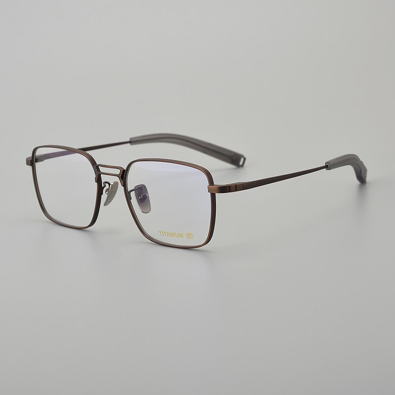 Muzz Men's Full Rim Square Titanium Acetate Eyeglasses 8827 Full Rim Muzz Brown
