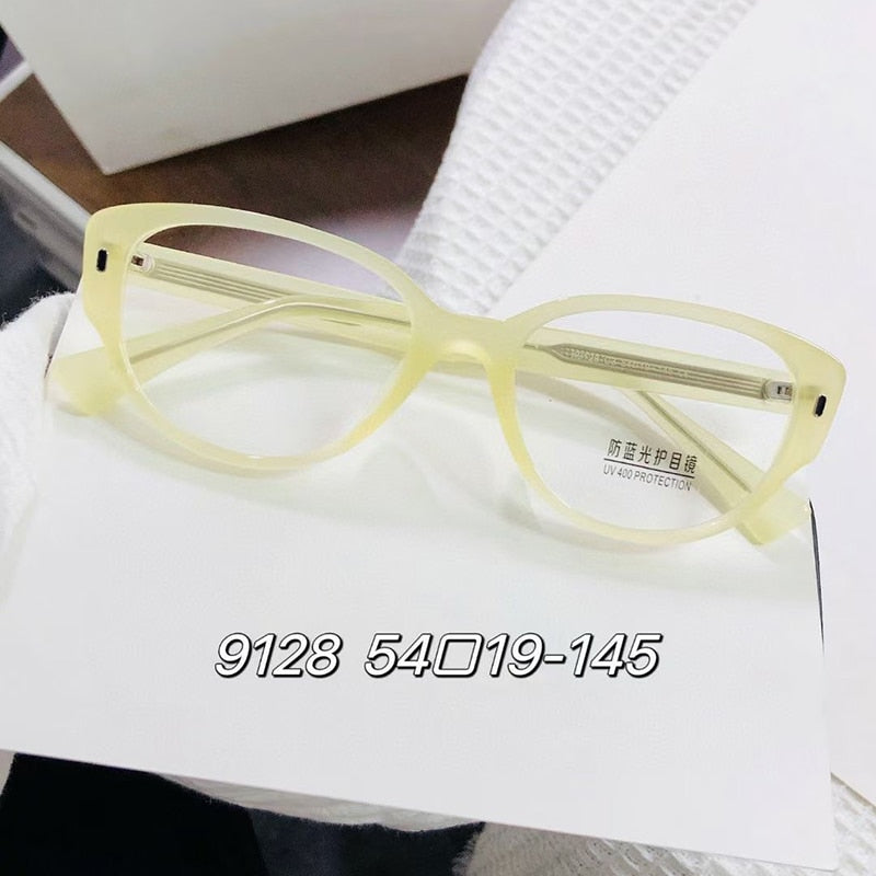 Bclear Women's Full Rim Square Cat Eye Acetate Eyeglasses Myk9128 Full Rim Bclear C 3