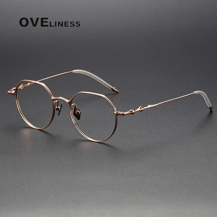 Oveliness Unisex Full Rim  Flat Top Round Titanium Eyeglasses 4449 Full Rim Oveliness rose gold  