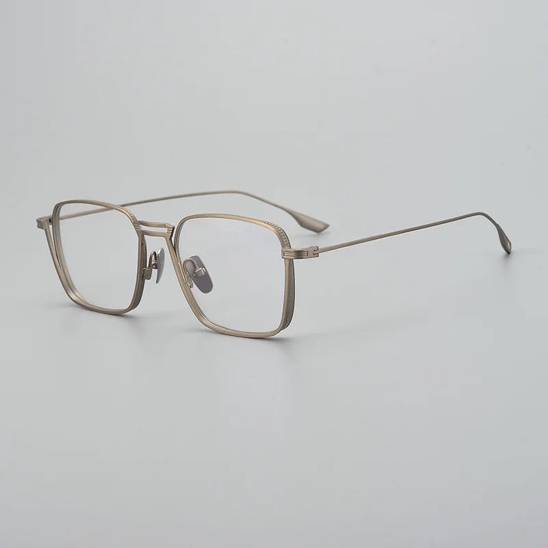 Black Mask Unisex Full Rim Irregular Square Titanium Eyeglasses 94125 Full Rim Black Mask Bronze