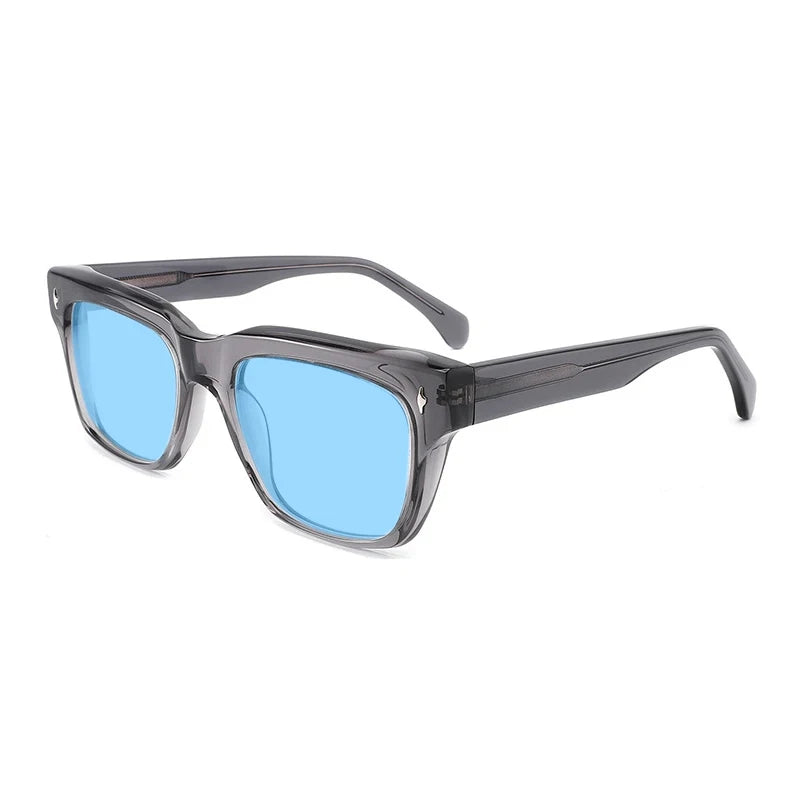 Gatenac Unisex Full Rim Square Polarized Acetate Sunglasses Mo15 Sunglasses Gatenac Gray Blue