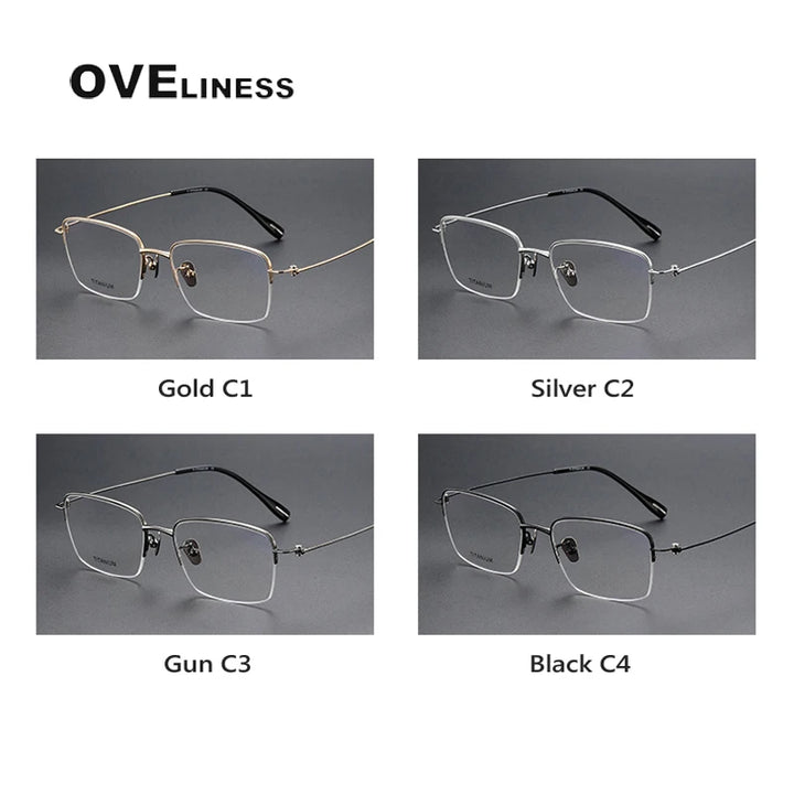 Oveliness Men's Semi Rim Square Titanium Eyeglasses 80919 Semi Rim Oveliness   
