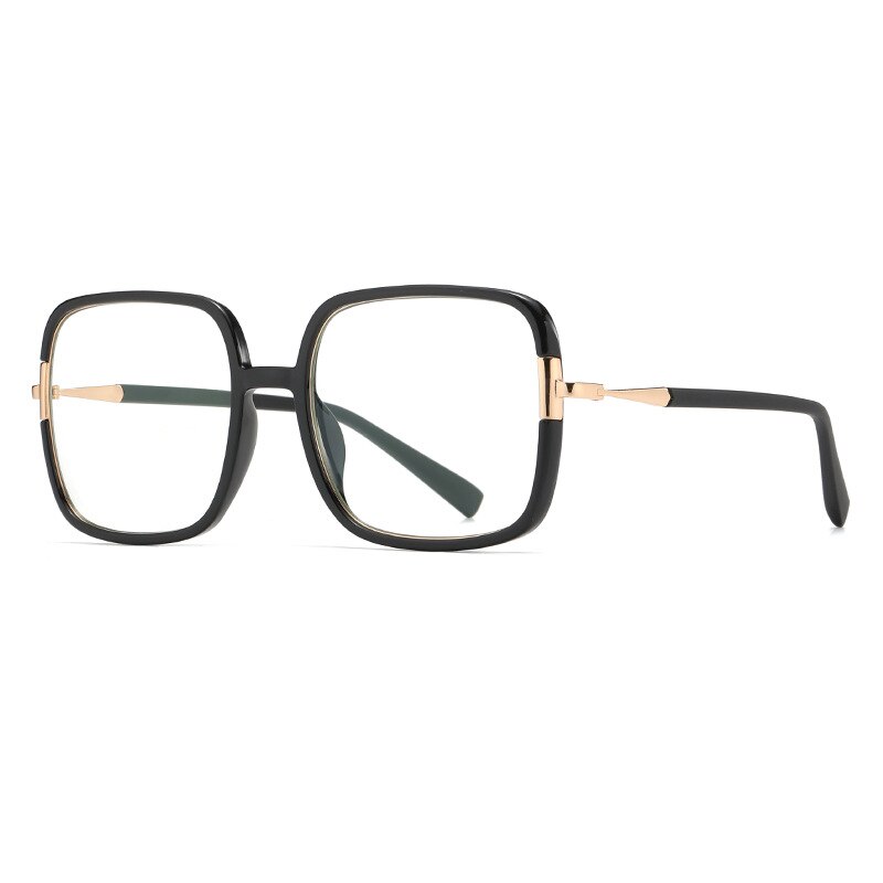 CCspace Unisex Full Rim Large Square Tr 90 Titanium Eyeglasses 56314 Full Rim CCspace Black