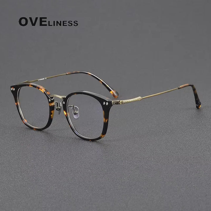 Oveliness Women's Full Rim Square Acetate Titanium Eyeglasses 614052