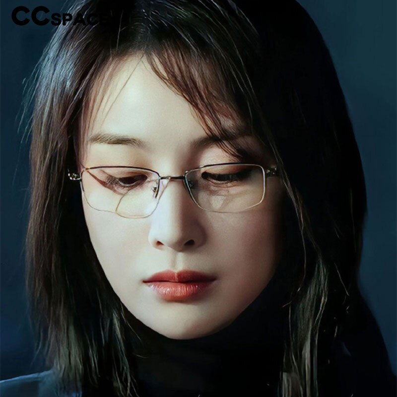CCspace Women's Semi Rim Square Hand Crafted Titanium Eyeglasses 55883 Semi Rim CCspace