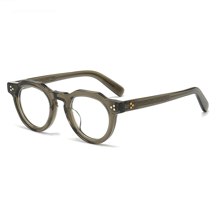 Black Mask Unisex Full Rim Flat Top Round Acetate Eyeglasses 8013 Full Rim Black Mask Green