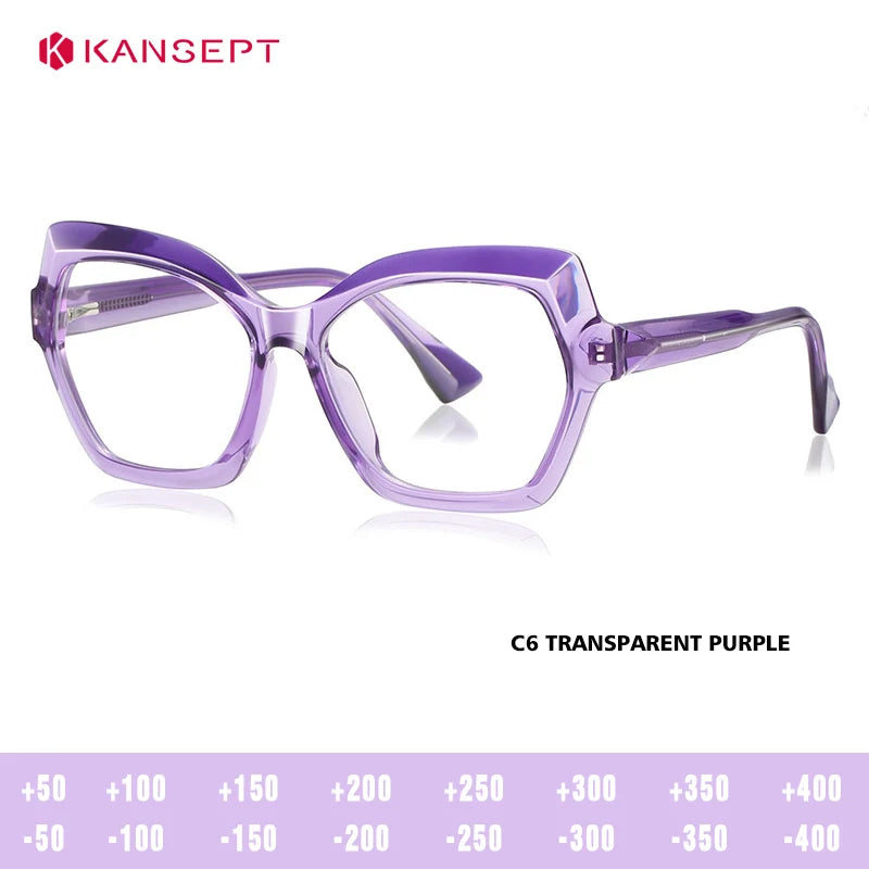 Kansept Women's Full Rim Polygon Tr 90 Alloy Reading Glasses 67043