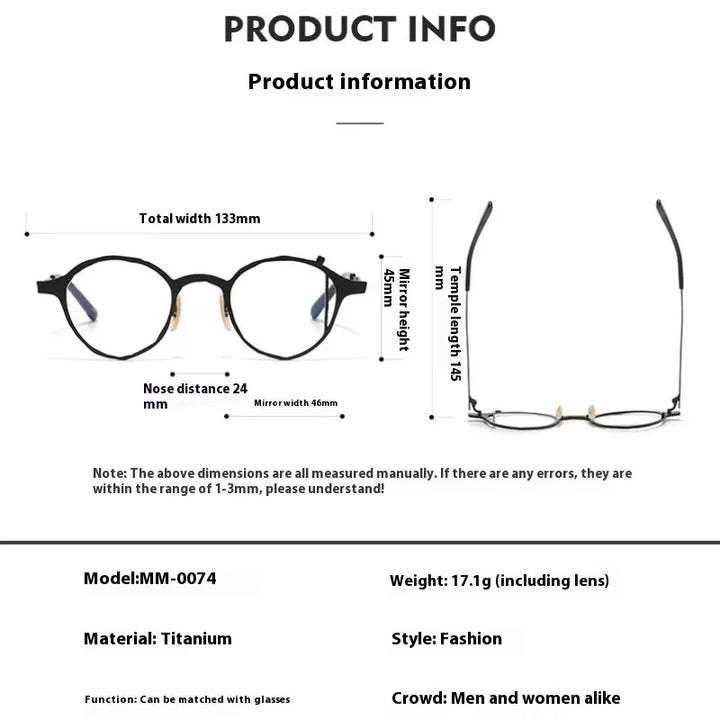 Muzz Women's Full Rim Oval Round Titanium Eyeglasses 410074