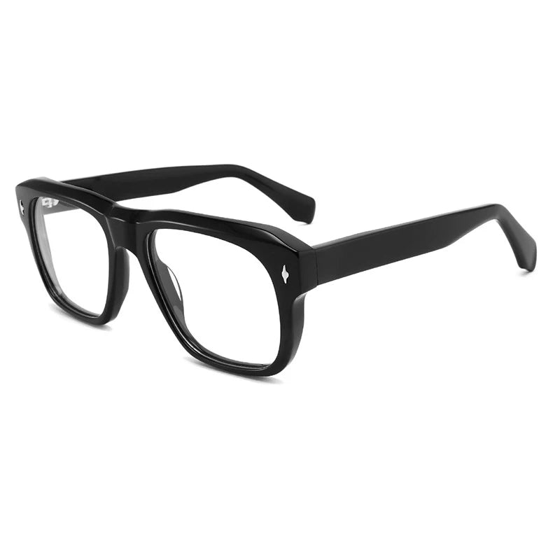 Gatenac Men's Full Rim Thick Oversized Acetate Eyeglasses Gxyj1471 Full Rim Gatenac Black