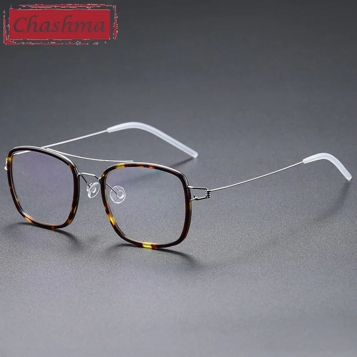 Chashma Ottica Women's Full Rim Square Double Bridge Titanium Acetate Eyeglasses 51138