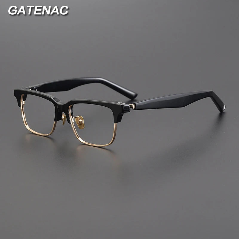 Gatenac Unisex Full Rim Square Acetate Eyeglasses Gxyj1191 Full Rim Gatenac