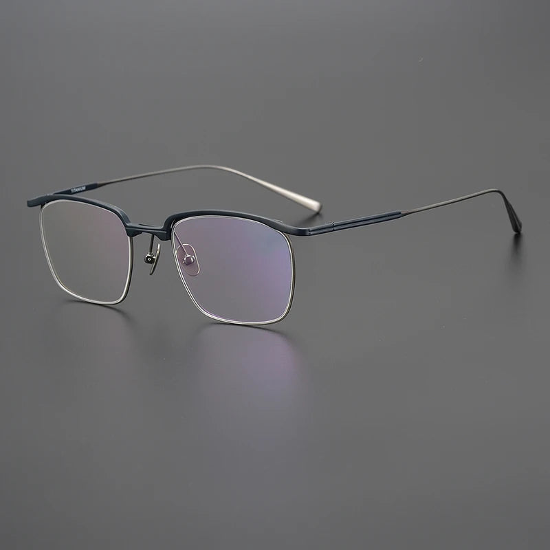 Black Mask Men's Full Rim Square Brow Line Titanium Eyeglasses 63145