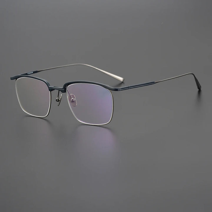 Black Mask Men's Full Rim Square Brow Line Titanium Eyeglasses 63145
