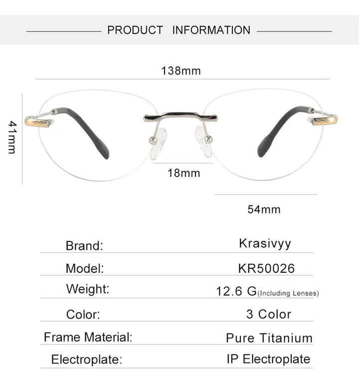 Krasivyy Women's Rimless Polygon Oval Titanium Eyeglasses 450026