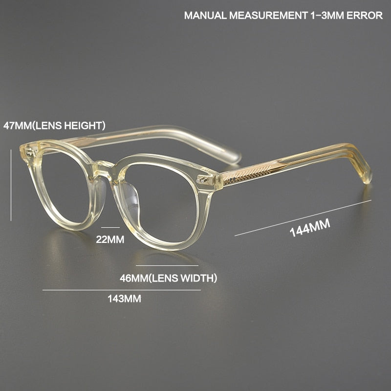Gatenac Unisex Full Rim Round Square Handcrafted  Acetate Eyeglasses Gxyj1028 Full Rim Gatenac