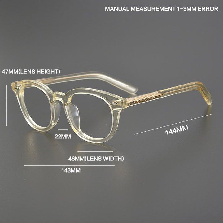Gatenac Unisex Full Rim Round Square Handcrafted  Acetate Eyeglasses Gxyj1028 Full Rim Gatenac
