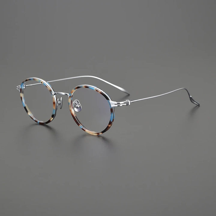 Gatenac Unisex Full Rim Round Acetate Titanium Eyeglasses Gxyj1552