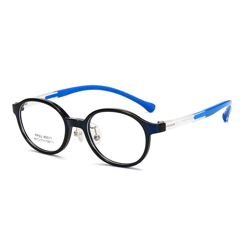 KatKani Unisex Children's Full Rim Round Silicone Eyeglasses 85011 Full Rim KatKani Eyeglasses Dark Blue  