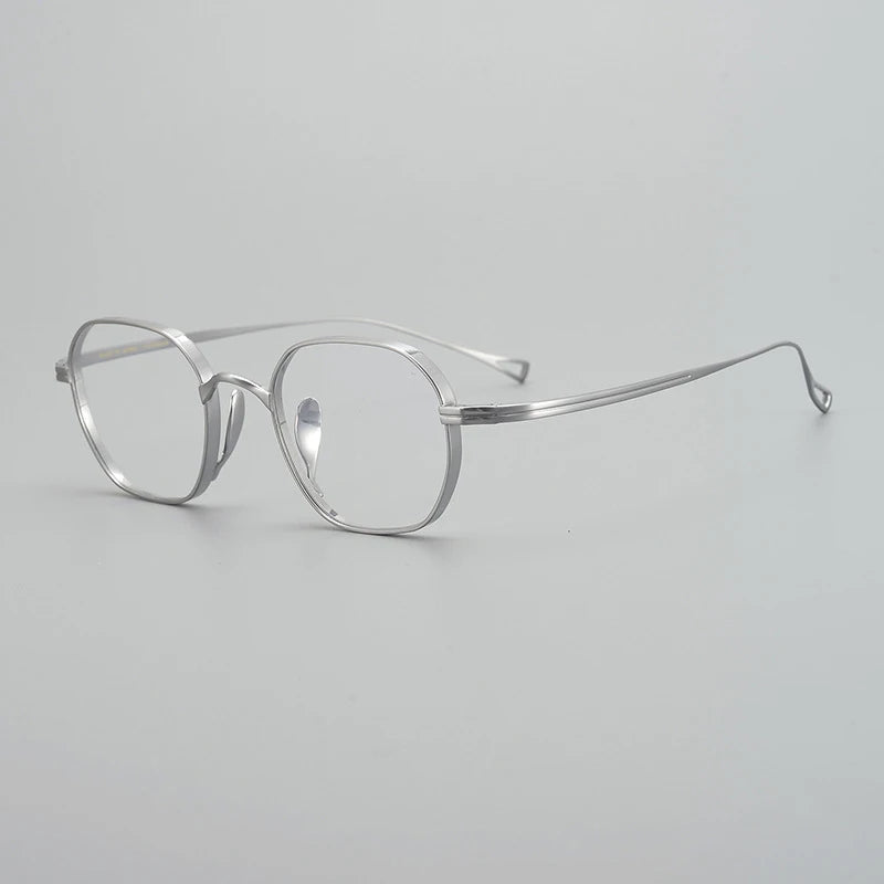 Gatenac Unisex Full Rim Small Sqare Titanium Eyeglasses Gxyj1450 Full Rim Gatenac Silver