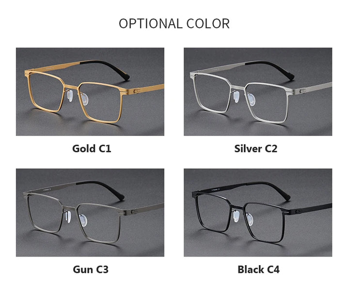 Oveliness Unisex Full Rim Square Screwless Titanium Eyeglasses 80998 Full Rim Oveliness   