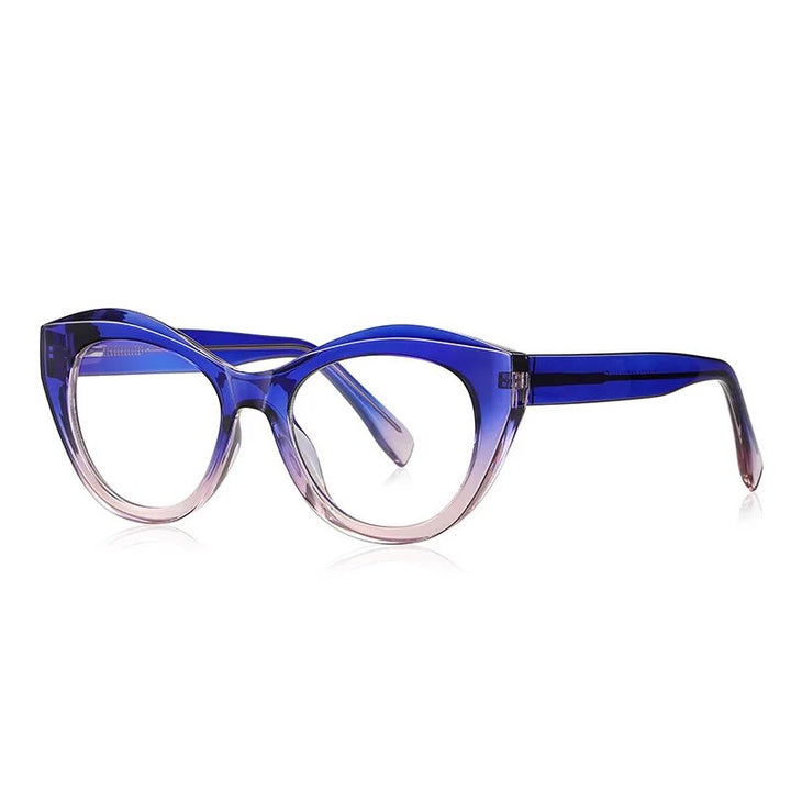 CCspace Unisex Full Rim Cat Eye Tr 90 Titanium Eyeglasses 57035 Full Rim CCspace C5Blue
