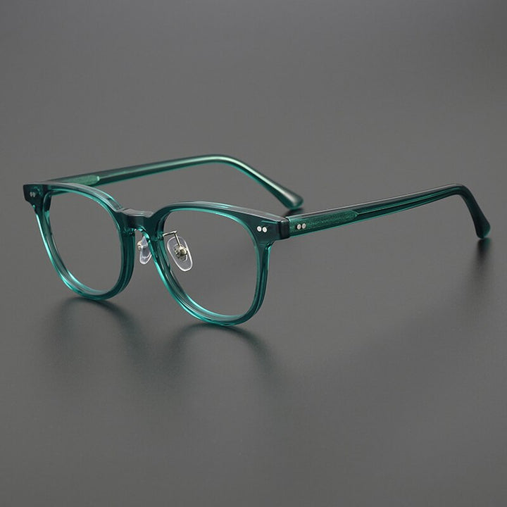 Gatenac Unisex Full Rim Round Square Acetate Eyeglasses Gxyj1042 Full Rim Gatenac Green