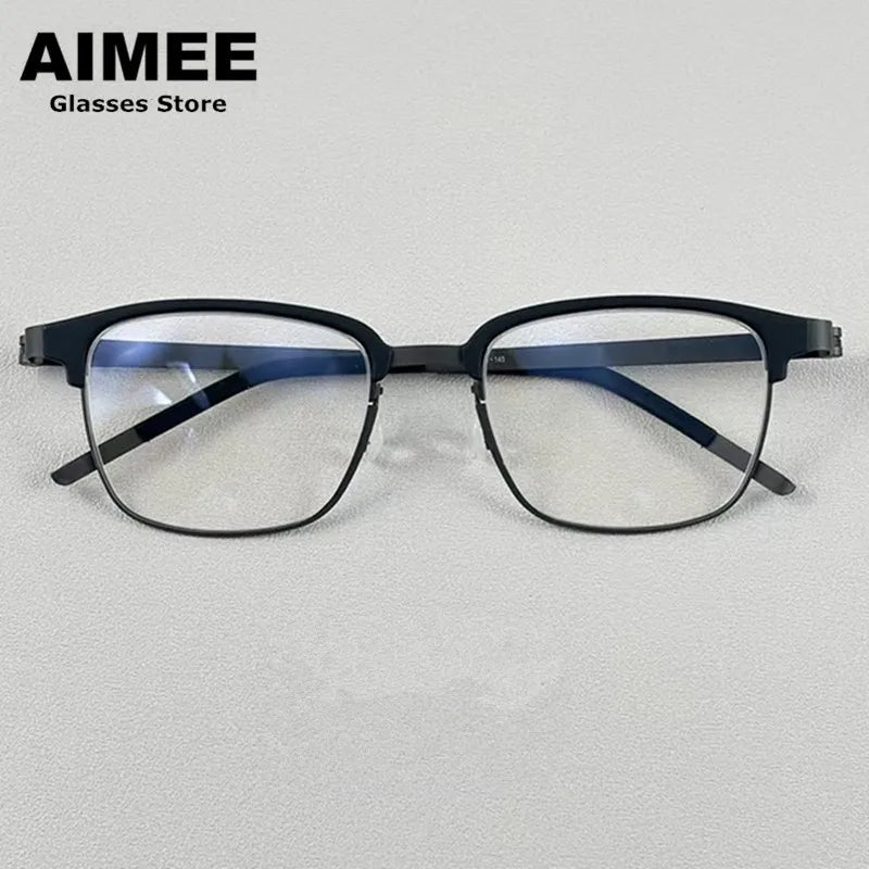 Aimee Unisex Full Rim Square Screwless Titanium Eyeglasses 69835