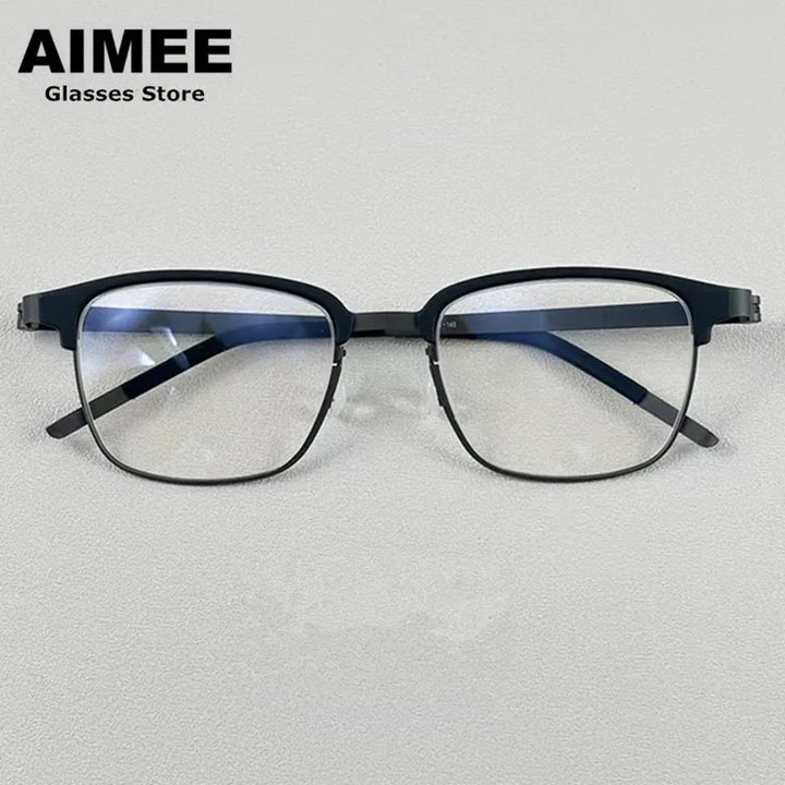 Aimee Unisex Full Rim Square Screwless Titanium Eyeglasses 69835