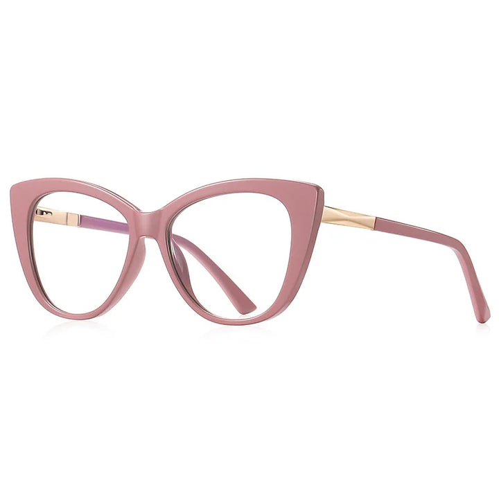 Kocolior Unisex Full Rim Cat Eye Alloy Acetate Hyperopic Reading Glasses 2097 Reading Glasses Kocolior Pink 0