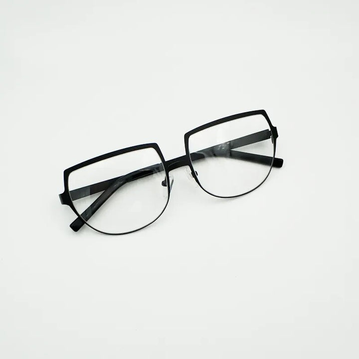Yujo Unisex Full Rim Flat Top Round Stainless Steel Cosplay Eyeglasses Full Rim Yujo