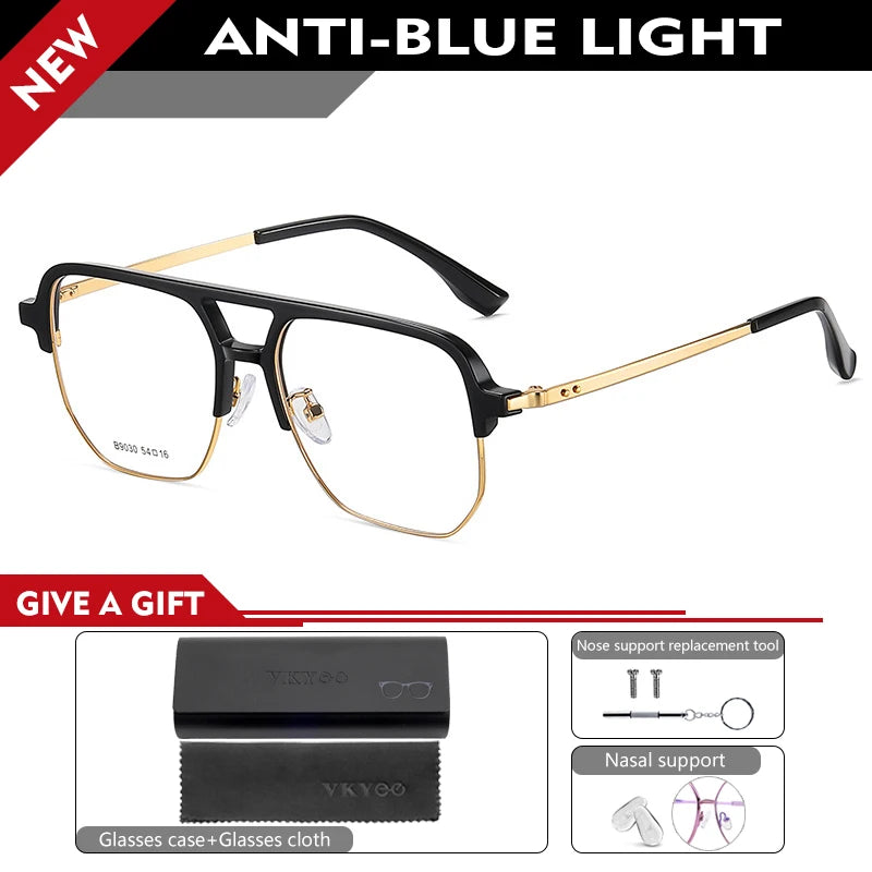 Vicky Men's Full Rim Square Double Bridge Tr 90 Alloy Reading Glasses 639030