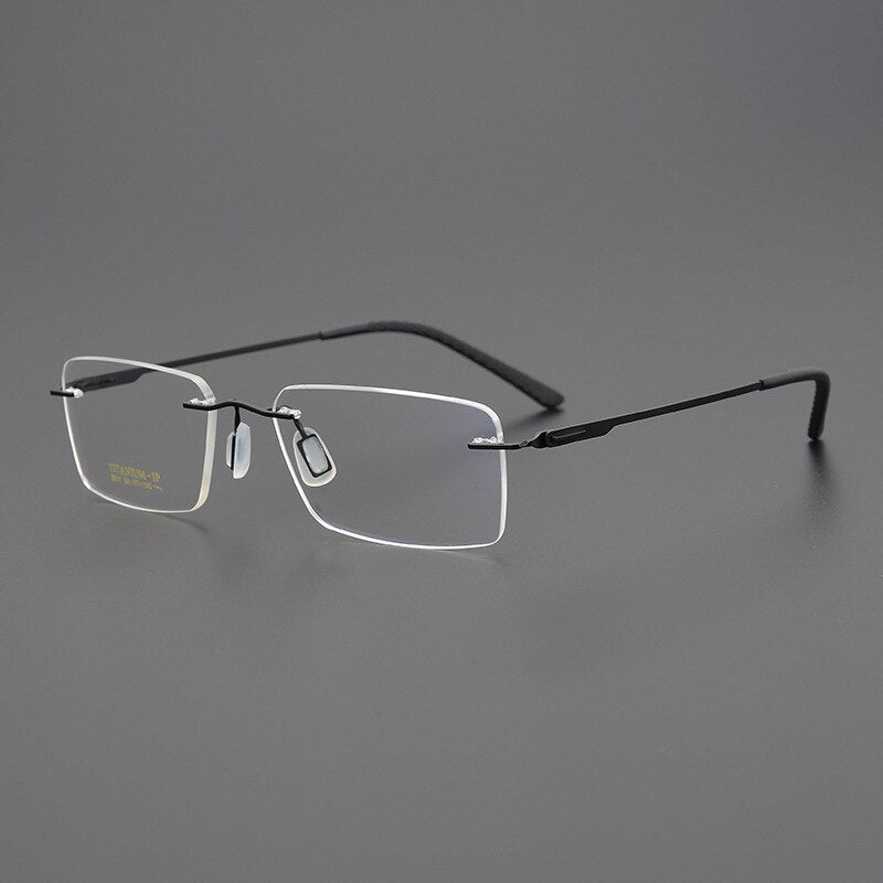 Bclear Unisex Rimless Square Titanium Eyeglasses My9911 Rimless Bclear Black