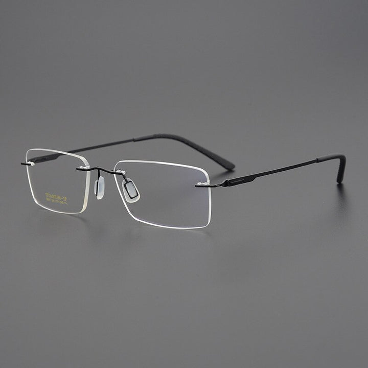 Bclear Unisex Rimless Square Titanium Eyeglasses My9911 Rimless Bclear Black