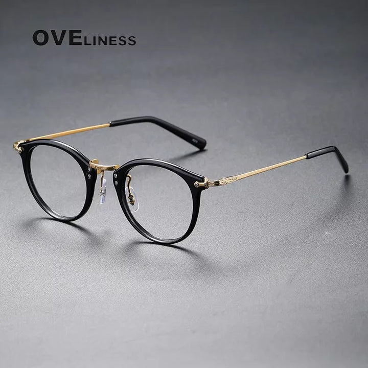 Oveliness Unisex Full Rim Oval Square Acetate Titanium Eyeglasses 614805