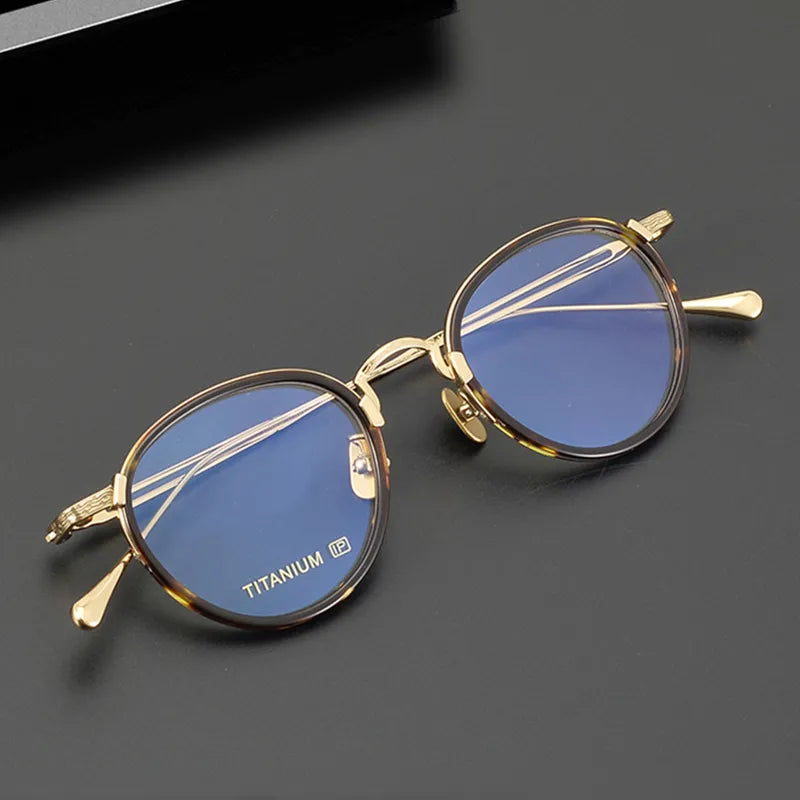 Black Mask Unisex Full Rim Oval Titanium Acetate Eyeglasses E046 Full Rim Black Mask