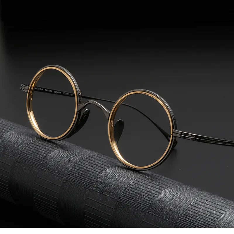 Black Mask Unisex Full Rim Round Titanium Eyeglasses Km123 Full Rim Black Mask
