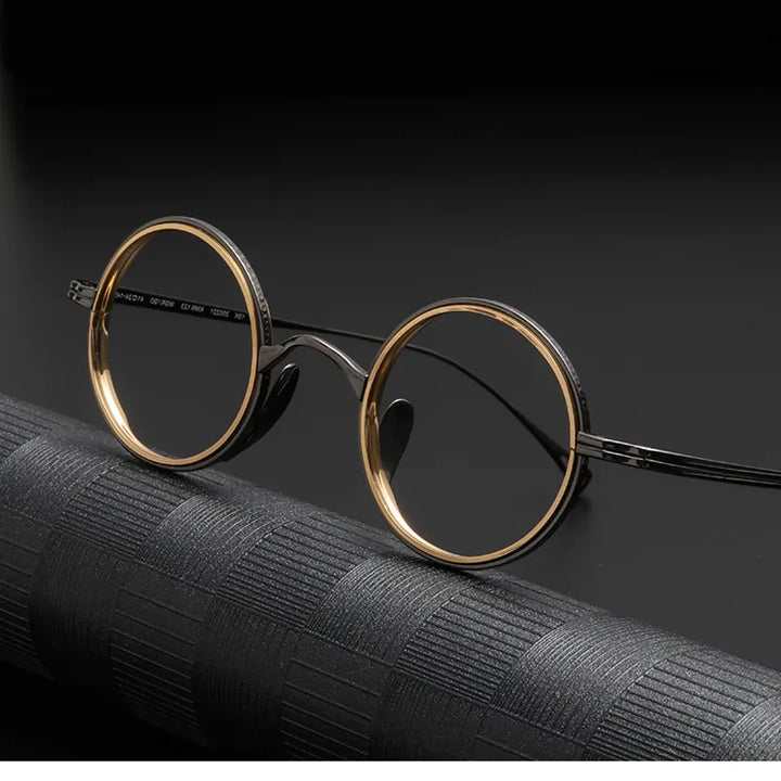 Black Mask Unisex Full Rim Round Titanium Eyeglasses Km123 Full Rim Black Mask