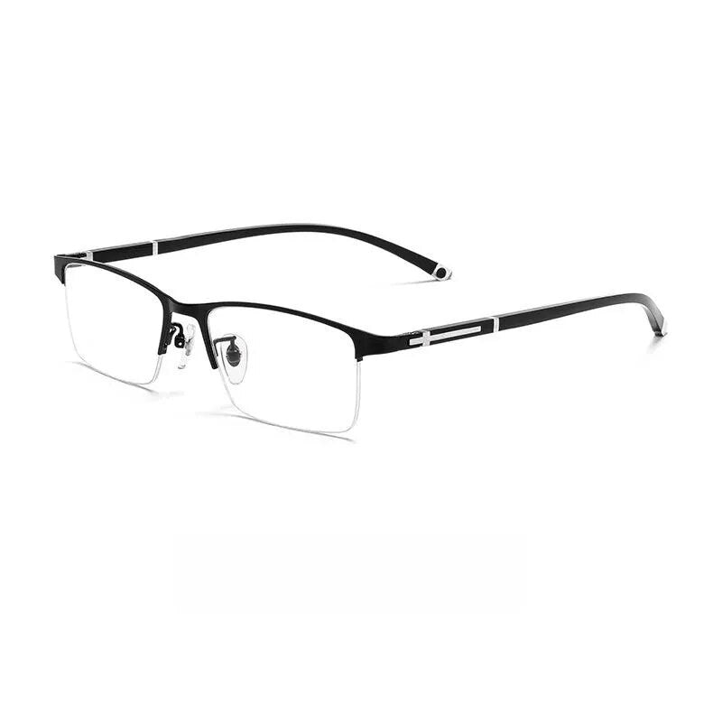 Yimaruili Men's Full Semi Rim Square Alloy Eyeglasses P9211 P9212 Semi Rim Yimaruili Eyeglasses P9211 Black