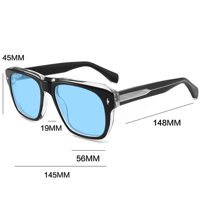 Gatenac Unisex Full Rim Square Polarized Acetate Sunglasses Mo16 Sunglasses Gatenac