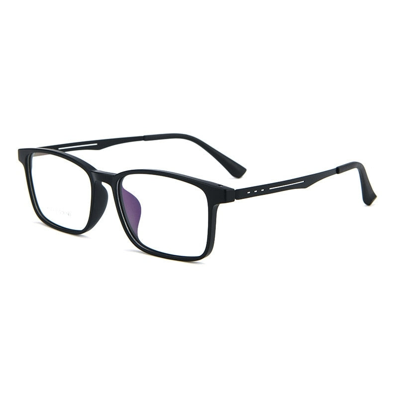 Yimaruili Unisex Full Rim Square Tr 90 Titanium Alloy Eyeglasses A1002 Full Rim Yimaruili Eyeglasses Matte Black  