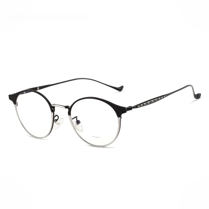 Hdcrafter Unisex Full Rim Round Titanium Alloy Eyeglasses 78006