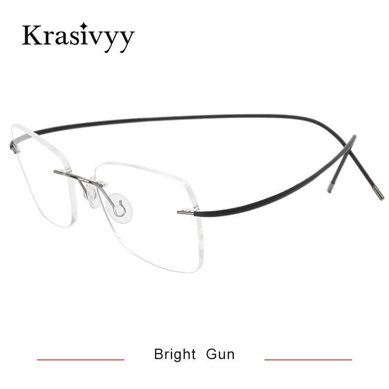 Krasivyy Unisex Rimless Oval Titanium Eyeglasses 1615 Rimless Krasivyy Bright Gun